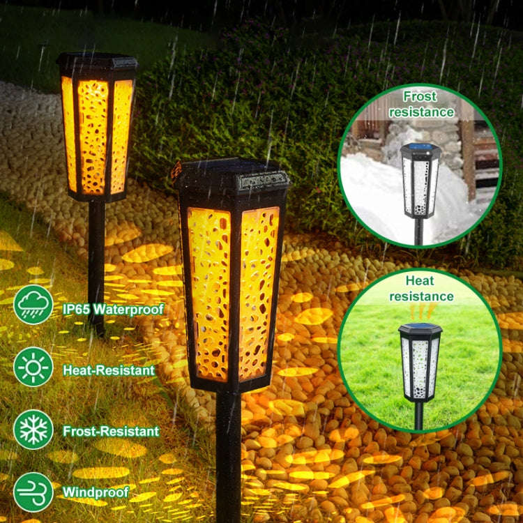 Hexagonal Hollow Solar Ground Lawn Lamp LED Outdoor Waterproof Decorative Garden Light(Warm Light...