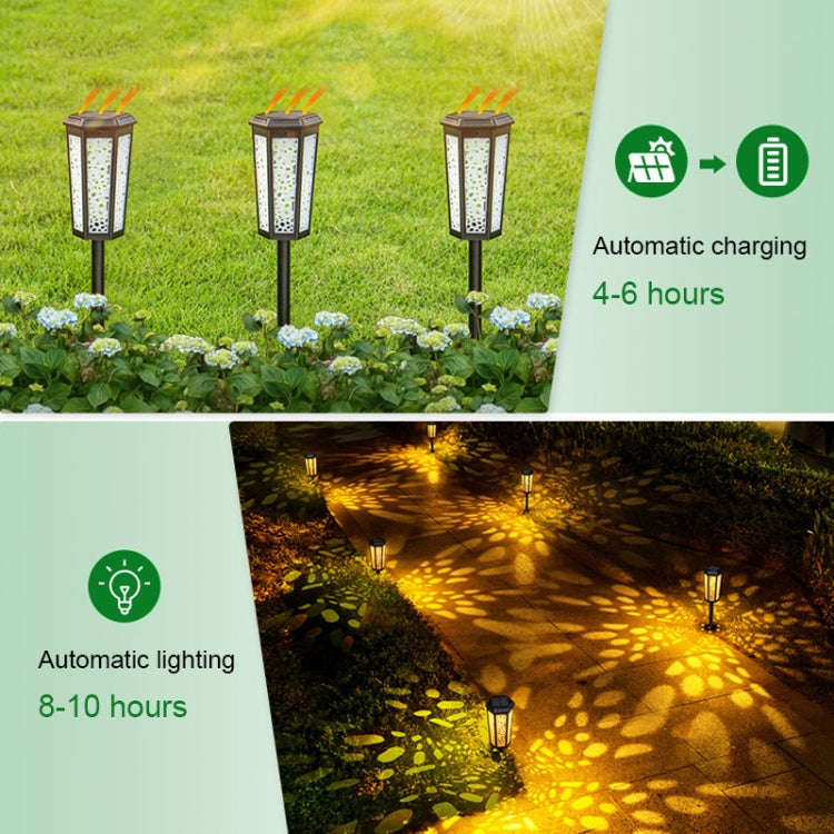 Hexagonal Hollow Solar Ground Lawn Lamp LED Outdoor Waterproof Decorative Garden Light(Warm Light...