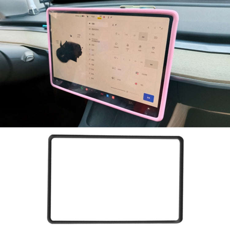 For Tesla Model3/Y Screen Bumper Protective Cover Silicone Frame(Black)