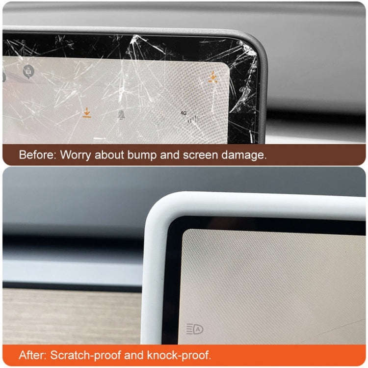 For Tesla Model3/Y Screen Bumper Protective Cover Silicone Frame(White)