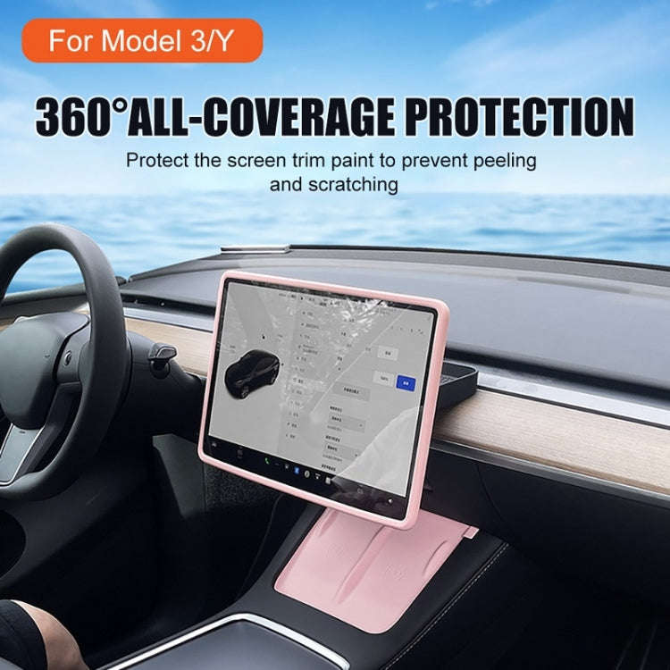 For Tesla Model3/Y Screen Bumper Protective Cover Silicone Frame(Black)