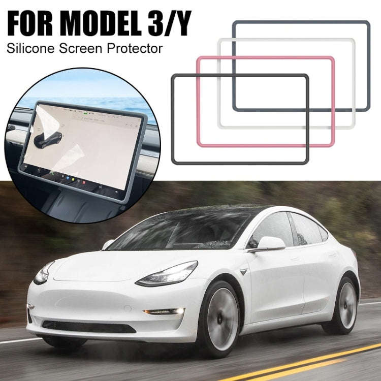 For Tesla Model3/Y Screen Bumper Protective Cover Silicone Frame(Black)