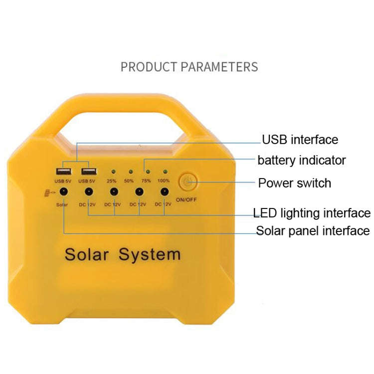 7AH 10W Solar Panel Emergency Light Rechargeable LED Solar Energy Kit