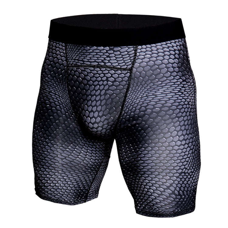 PRO Sports Tight Shorts Men Training Quick Drying Compression Pants, Size: S(Snake Scales)