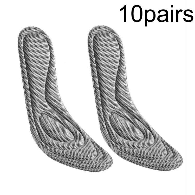 10pairs 5D Nano Antibacterial Deodorant Breathable Anti-Slip Massage Insole, Size: 45-46(Gray)