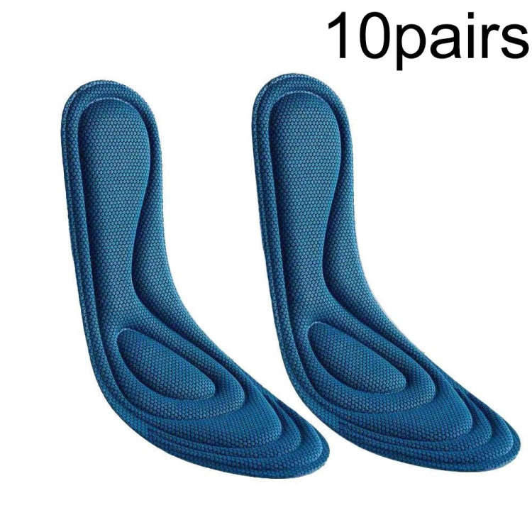 10pairs 5D Nano Antibacterial Deodorant Breathable Anti-Slip Massage Insole, Size: 45-46(Navy Blue)