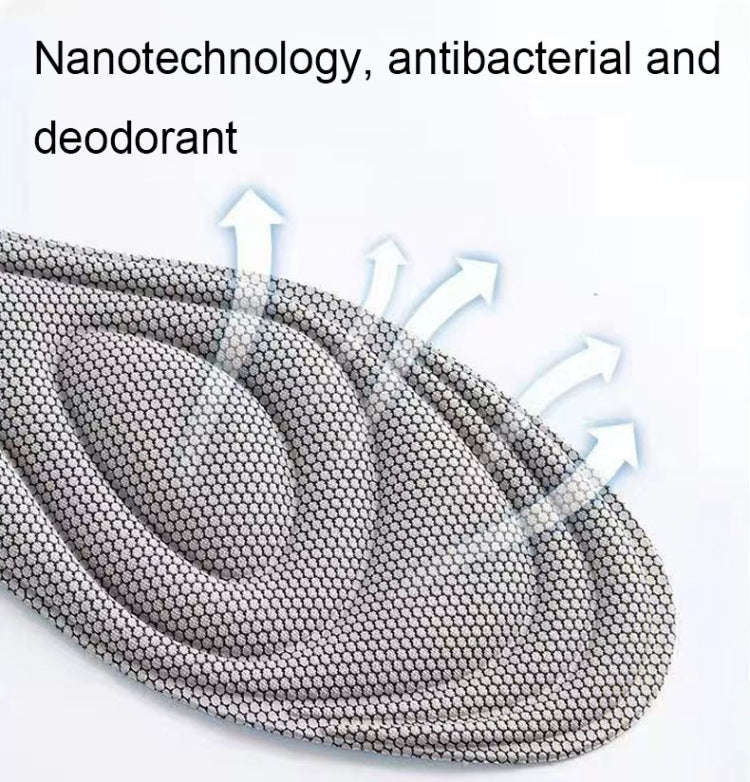10pairs 5D Nano Antibacterial Deodorant Breathable Anti-Slip Massage Insole, Size: 45-46(Gray)