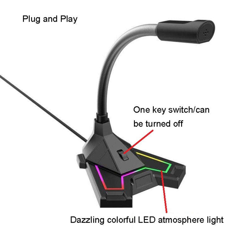 RGB Microphone Home Game Live Voice Video Microphone, Interface: 3.5mm(Black)
