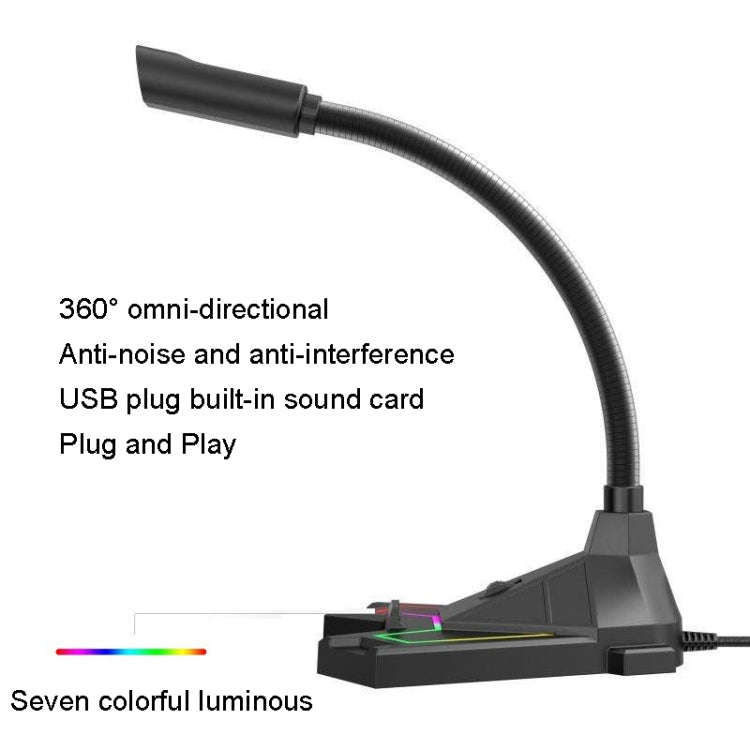 RGB Microphone Home Game Live Voice Video Microphone, Interface: 3.5mm(Black)