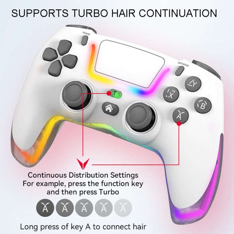 For PS4 Dazzle Color Light Wireless Bluetooth Grip(Pink)