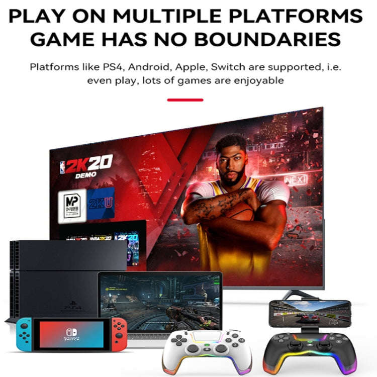 For PS4 Dazzle Color Light Wireless Bluetooth Grip(Black)
