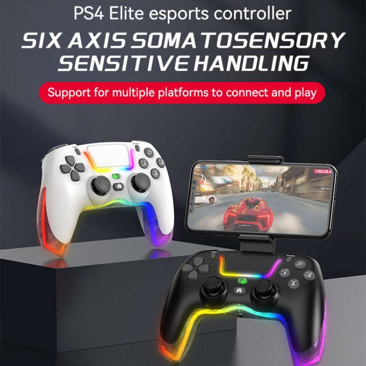 For PS4 Dazzle Color Light Wireless Bluetooth Grip(White)