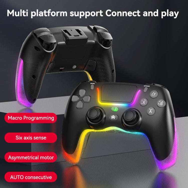 For PS4 Dazzle Color Light Wireless Bluetooth Grip(Pink)