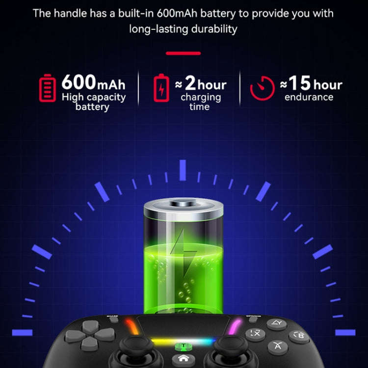 For PS4 Dazzle Color Light Wireless Bluetooth Grip(Black)