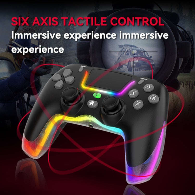 For PS4 Dazzle Color Light Wireless Bluetooth Grip(Black)