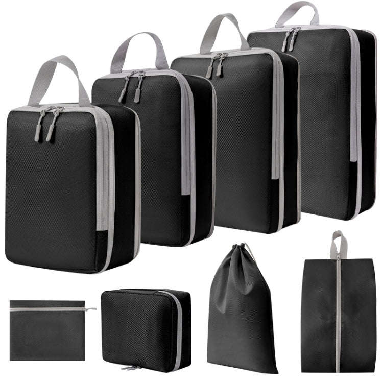 8 In 1  Compression Packing Cubes Expandable Travel Bags Luggage Organizer(Black)
