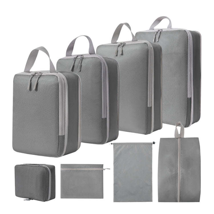 8 In 1  Compression Packing Cubes Expandable Travel Bags Luggage Organizer(Gray)