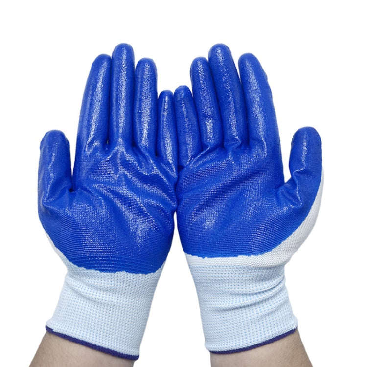 2pcs /Pair Work Safety Gloves Abrasion And Oil Resistant Nitrile Half Rubber Gloves(White And Blu...