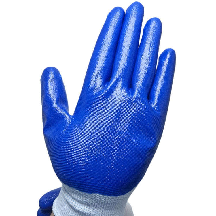 2pcs /Pair Work Safety Gloves Abrasion And Oil Resistant Nitrile Half Rubber Gloves(White And Blu...