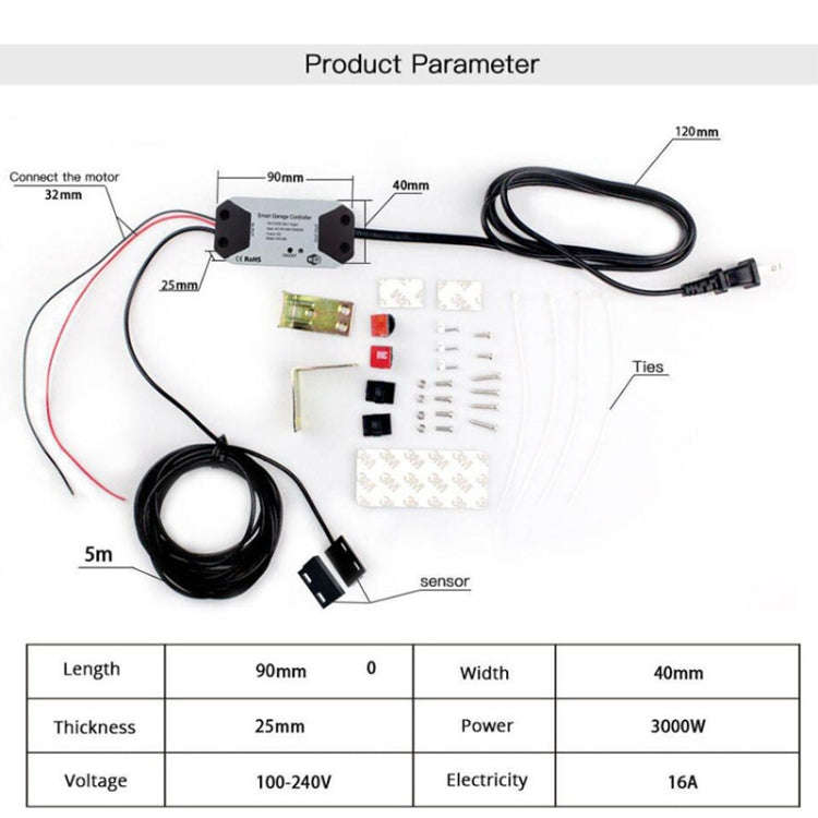 Tuya APP Remote Control WIFI Smart Garage Door Controller, Specification: EU Plug
