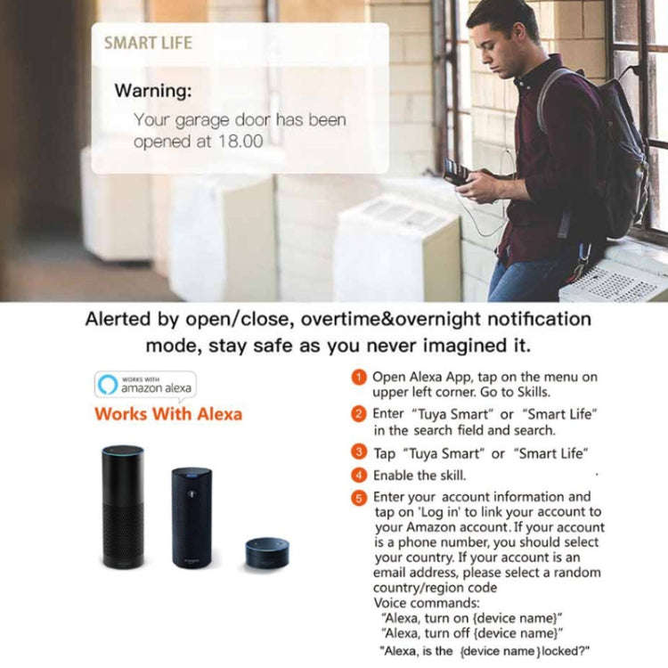 Tuya APP Remote Control WIFI Smart Garage Door Controller, Specification: AU Plug