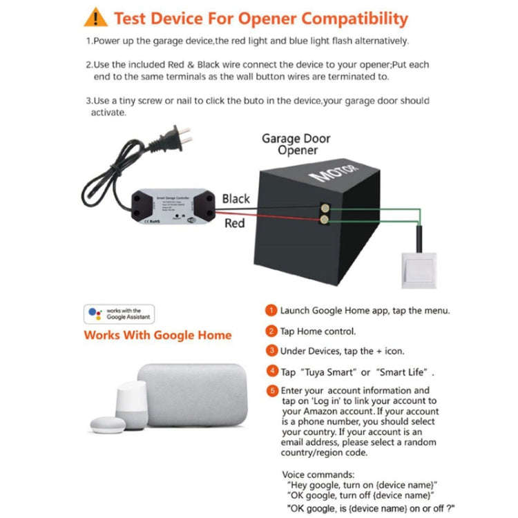 Tuya APP Remote Control WIFI Smart Garage Door Controller, Specification: EU Plug