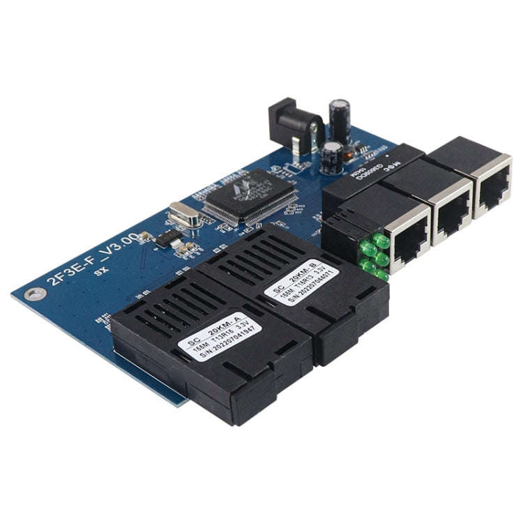 2 Fiber Port+3 Ethernet Port  AB-PCBA 100Mbps Fiber Transceiver