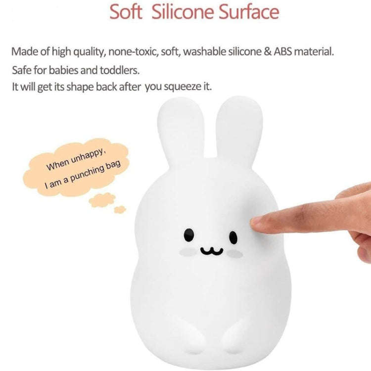 Rabbit Silicone Pat Night Light Children Gift Color Changing Lamp, Specification: Charging Remote...