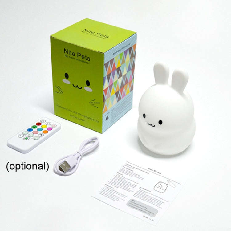 Rabbit Silicone Pat Night Light Children Gift Color Changing Lamp, Specification: Charging Remote...