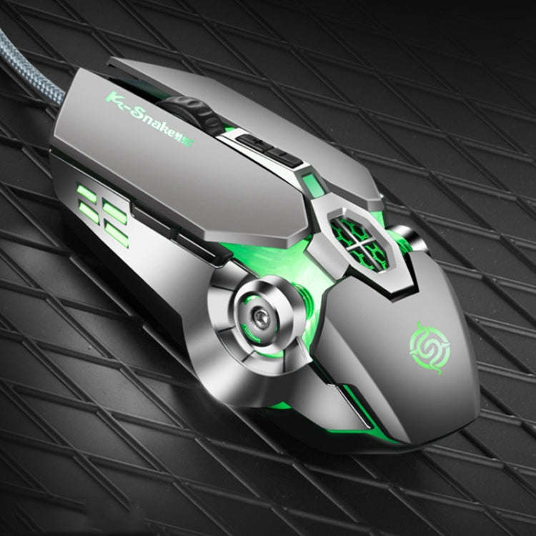 K-Snake Q7 Game Wired 7 Color Illuminated USB 4000 DPI Mechanical Mouse(Silver Gray)
