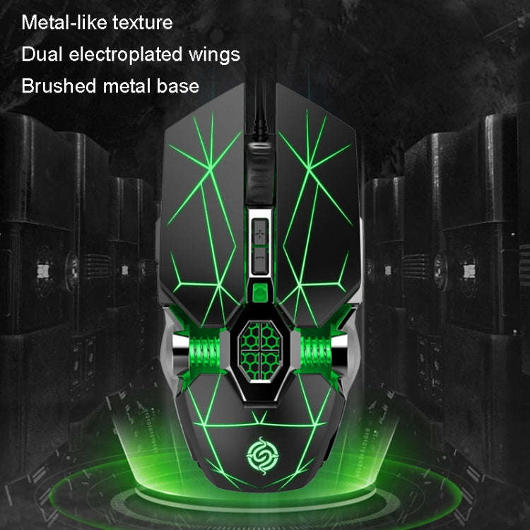 K-Snake Q7 Game Wired 7 Color Illuminated USB 4000 DPI Mechanical Mouse(Scrub Black)