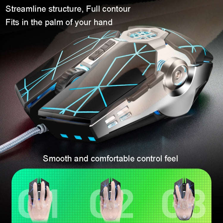 K-Snake Q7 Game Wired 7 Color Illuminated USB 4000 DPI Mechanical Mouse(Scrub Black)