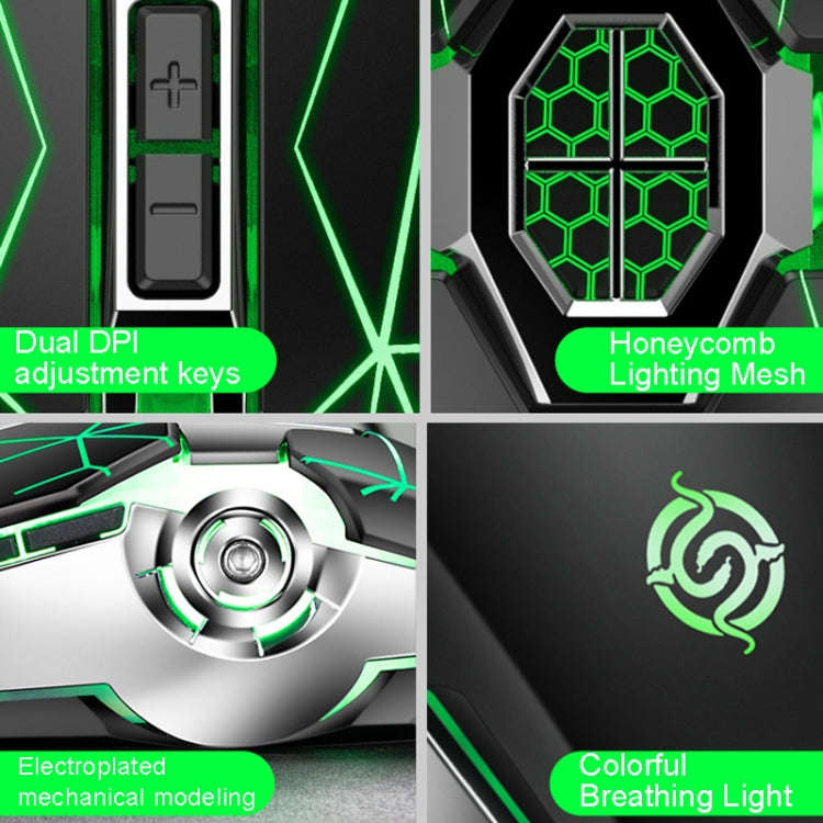 K-Snake Q7 Game Wired 7 Color Illuminated USB 4000 DPI Mechanical Mouse(White)