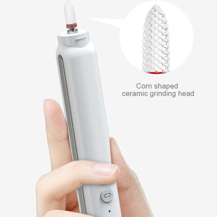 Rechargeable Nail Drill Machine Set with Ceramic Drill Bit Spot Lighting(White)
