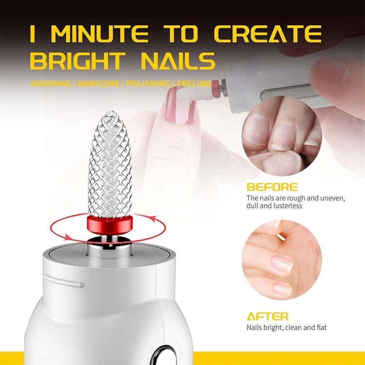 Rechargeable Nail Drill Machine Set with Ceramic Drill Bit Spot Lighting(Black)