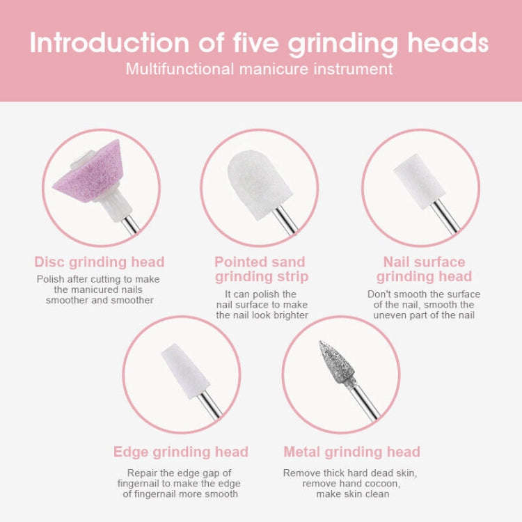 Rechargeable Nail Drill Machine Set with Ceramic Drill Bit Spot Lighting(White)