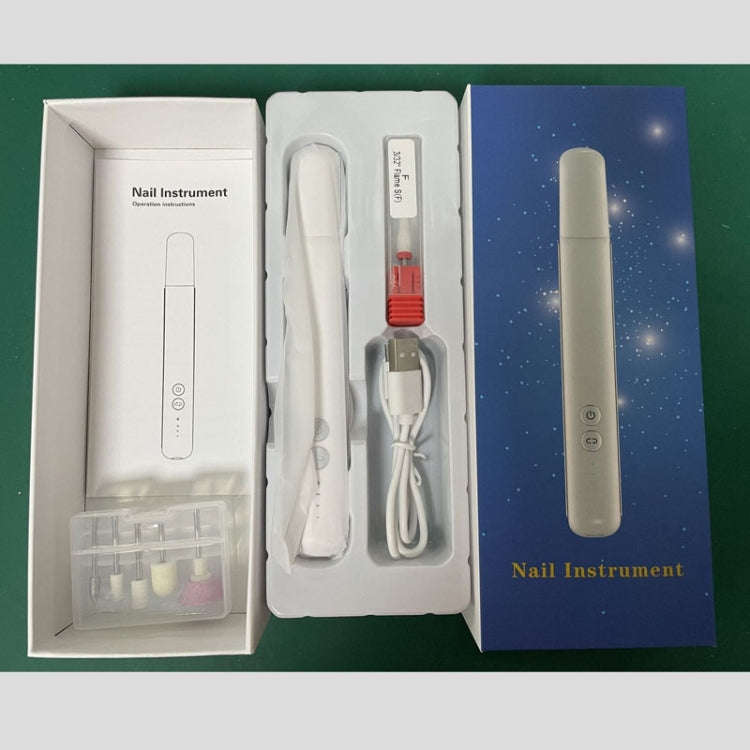 Rechargeable Nail Drill Machine Set with Ceramic Drill Bit Spot Lighting(White)