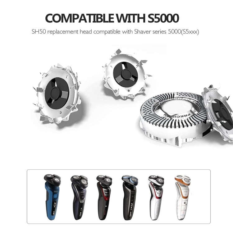 For Philips Electric Shaver S5000 Series SH50 Replacement Blade Head Integral Three Head(Silver)