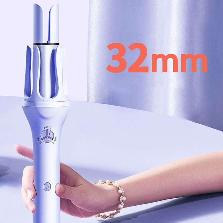 Extended Automatic Ceramic Curling Iron 32mm Shaped Big Wave Styling Tools,CN Plug(Purple)