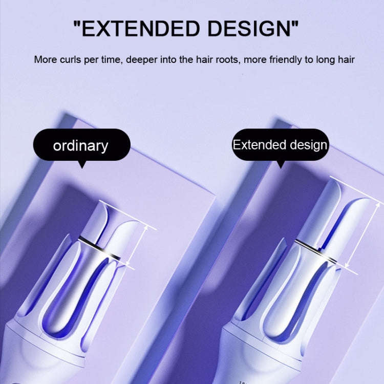Extended Automatic Ceramic Curling Iron 32mm Shaped Big Wave Styling Tools,CN Plug(Purple)