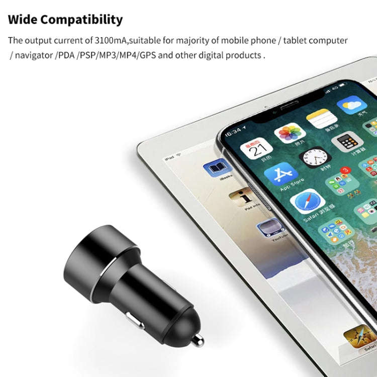 Mini Multifunctional Dual USB Digital Display Car Charger(Red)
