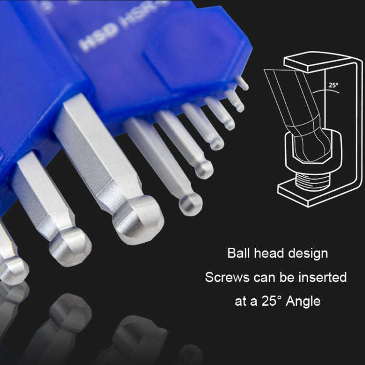 9pcs/set HSD HSR-9 Short Version Short-Side Ball-End Hexagon Wrench Set Tools