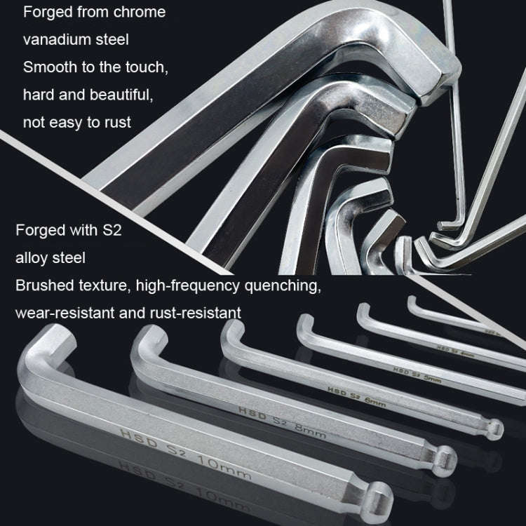 9pcs/set HSD HSR-9 Short Version Short-Side Ball-End Hexagon Wrench Set Tools
