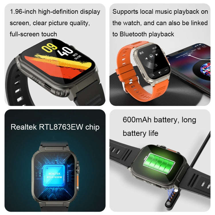 A70 1.96 Inch Health Monitoring Multifunctional IP68 Waterproof Bluetooth Call Smart Watch(Black)