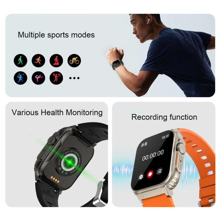A70 1.96 Inch Health Monitoring Multifunctional IP68 Waterproof Bluetooth Call Smart Watch(Black)