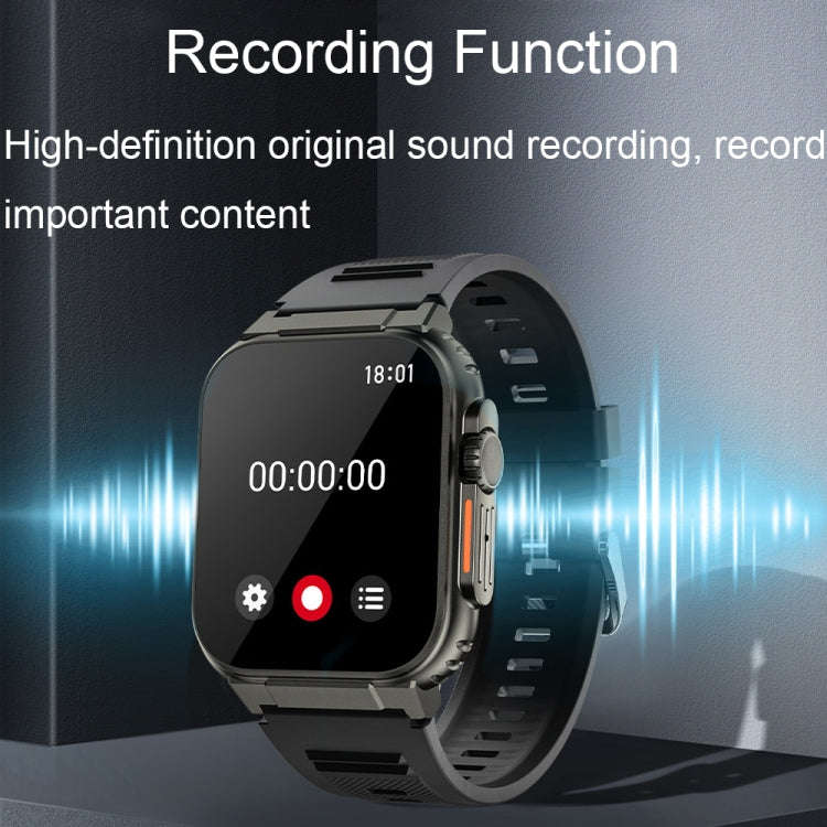 A70 1.96 Inch Health Monitoring Multifunctional IP68 Waterproof Bluetooth Call Smart Watch(Black)