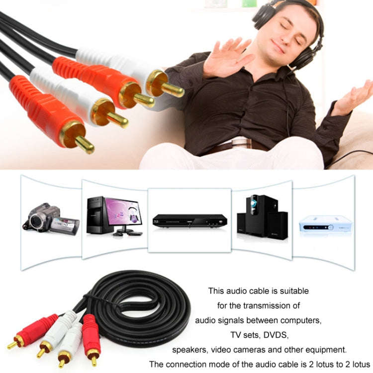 1.5m Double Lotus Audio Cable RCA Two-To-Two Power Amplifier Audio Cable