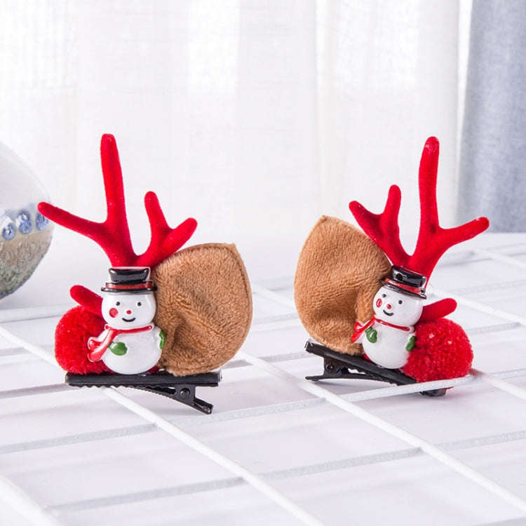 1pair Christmas Hair Accessories Cute Hairpins For Children, Color: Snowman