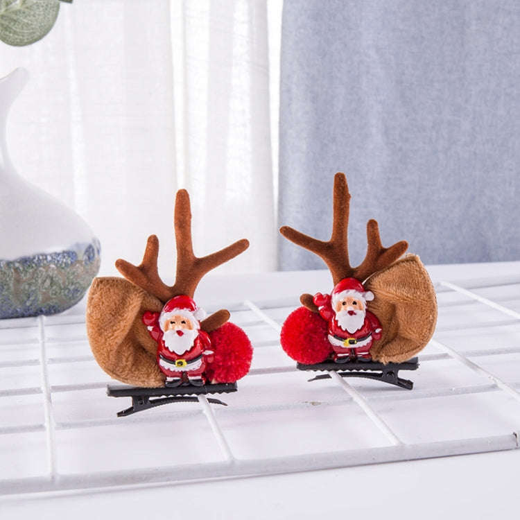 1pair Christmas Hair Accessories Cute Hairpins For Children, Color: Beckoning Santa Claus
