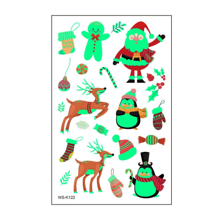 10pcs Christmas Glow Waterproof Cartoon Tattoo Sticker(WS-K122)
